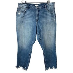 Good American Size 18 Good Vintage Light‎ Wash Raw Hem High Waist Jeans